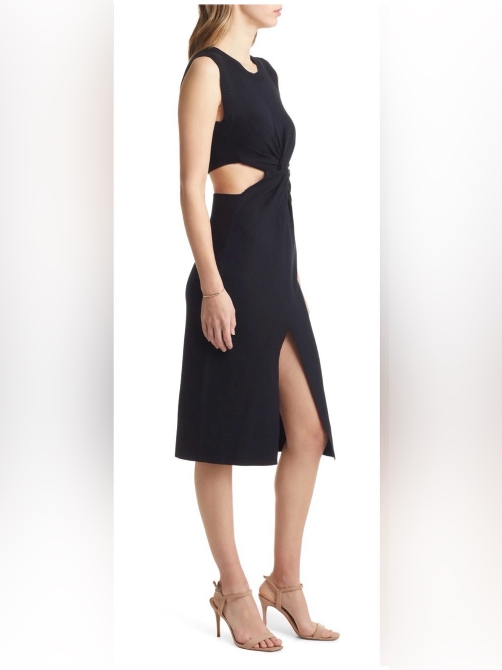 Vici Black Cutout Midi Dress with Thigh Slit